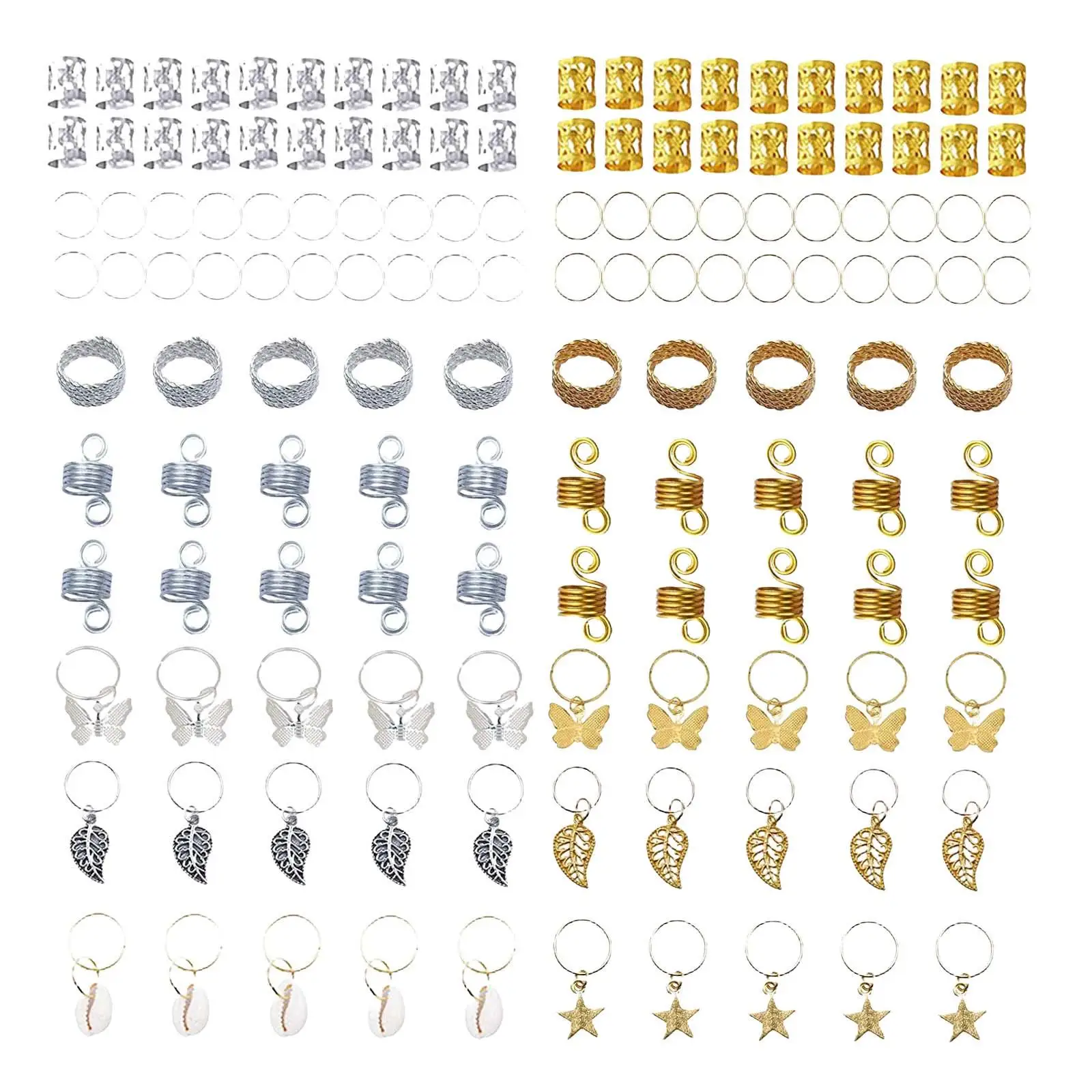 140 Pieces Hair Braiding Beads Hair Jewelry Hoops Dreadlock Accessories Metal Hair Braid Rings Cuffs Kit for Bracelet Hair DIY
140 Pieces Hair Braiding Beads Hair Jewelry Hoops Dreadlock Accessories Metal Hair Braid Rings Cuffs Kit for Bracelet Hair DIY