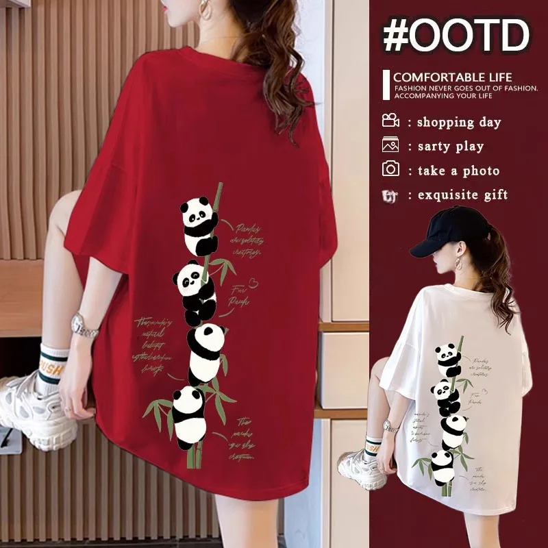 Loose Cotton Short Sleeve T-Shirt Women's Mid-Length Summer New Style plus Size Wine Red Large Size Women's Fashionable Top
Loose Cotton Short Sleeve T-Shirt Women's Mid-Length Summer New Style plus Size Wine Red Large Size Women's Fashionable Top