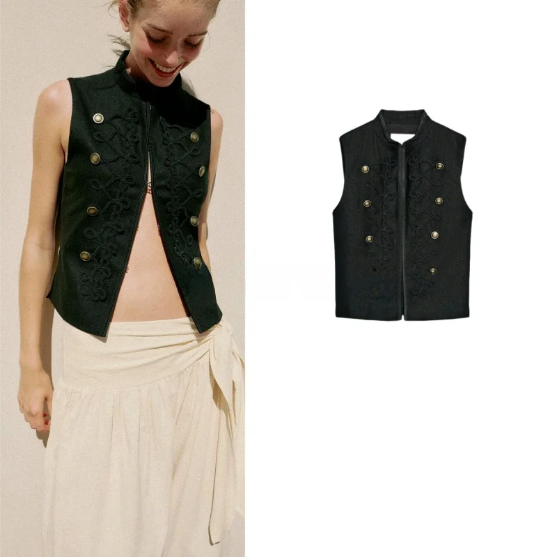 Summer New Women's Casual Sleeveless Stand Collar Rope Knot Decorated Slim Fit Short Vest Polyester Fiber Zipper Closure
Summer New Women's Casual Sleeveless Stand Collar Rope Knot Decorated Slim Fit Short Vest Polyester Fiber Zipper Closure