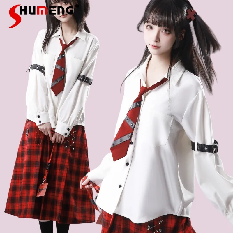 Новая женская блузка в японском стиле Лолита с кожаными элементами, однобортная, универсальная повседневная рубашка с завязками, кавайная одежда в стиле Y2K
Новая женская блузка в японском стиле Лолита с кожаными элементами, однобортная, универсальная повседневная рубашка с завязками, кавайная одежда в стиле Y2K