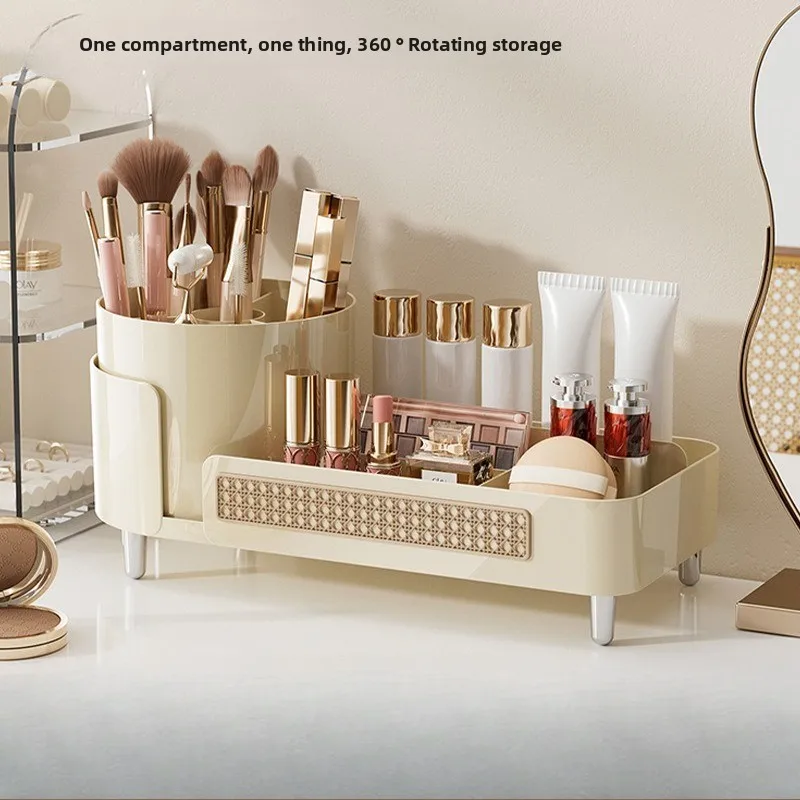 Cosmetics Storage Box with High-end Feel Desktop Rotatable Dividing Pen Holder Dressing Large Capacity Multifunctional Makeup 
Cosmetics Storage Box with High-end Feel Desktop Rotatable Dividing Pen Holder Dressing Large Capacity Multifunctional Makeup