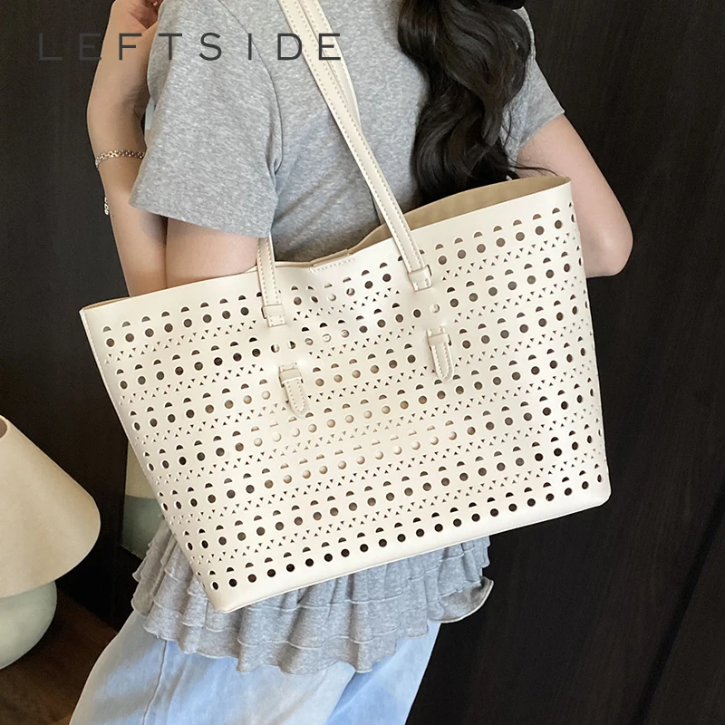 LEFTSIDE 2025 Summer New Sweet Hollow out Handbag Women's Party Bucket Bag Soft Leather Korean Fashion Handheld Tote Bags
LEFTSIDE 2025 Summer New Sweet Hollow out Handbag Women's Party Bucket Bag Soft Leather Korean Fashion Handheld Tote Bags