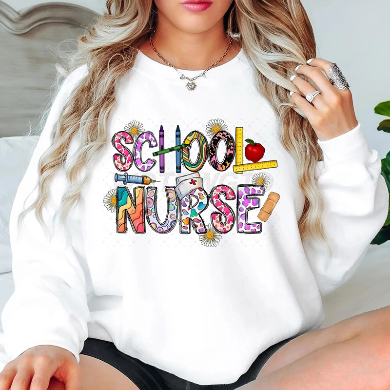 School Nurse Colorful Design Women's Clothing Flower Retro Nursing Sweatshirt for Nurse Nurse Love Back To School Hoodies Women
School Nurse Colorful Design Women's Clothing Flower Retro Nursing Sweatshirt for Nurse Nurse Love Back To School Hoodies Women