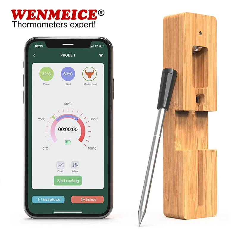 WENMEICE Wireless Meat Food Thermometer for Oven Grill BBQ Smoker Kitchen Smart Digital Bluetooth Barbecue Thermometer
WENMEICE Wireless Meat Food Thermometer for Oven Grill BBQ Smoker Kitchen Smart Digital Bluetooth Barbecue Thermometer