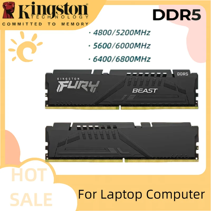 Kingston DDR5 FURY Beast Memory 5600MHz 6000MHz 16GB 32GB Single Module RAM Stick for Intel XMP Desktop Computer Memory Module
Kingston DDR5 FURY Beast Memory 5600MHz 6000MHz 16GB 32GB Single Module RAM Stick for Intel XMP Desktop Computer Memory Module