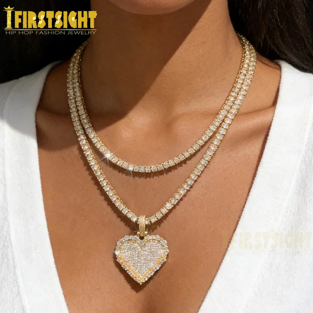 Iced Out Bling Heart Pendant Necklace Silve Color Cubic Zirconia Charm 3mm Tennis Chain Hip Hop Jewelry For Girls Women
Iced Out Bling Heart Pendant Necklace Silve Color Cubic Zirconia Charm 3mm Tennis Chain Hip Hop Jewelry For Girls Women