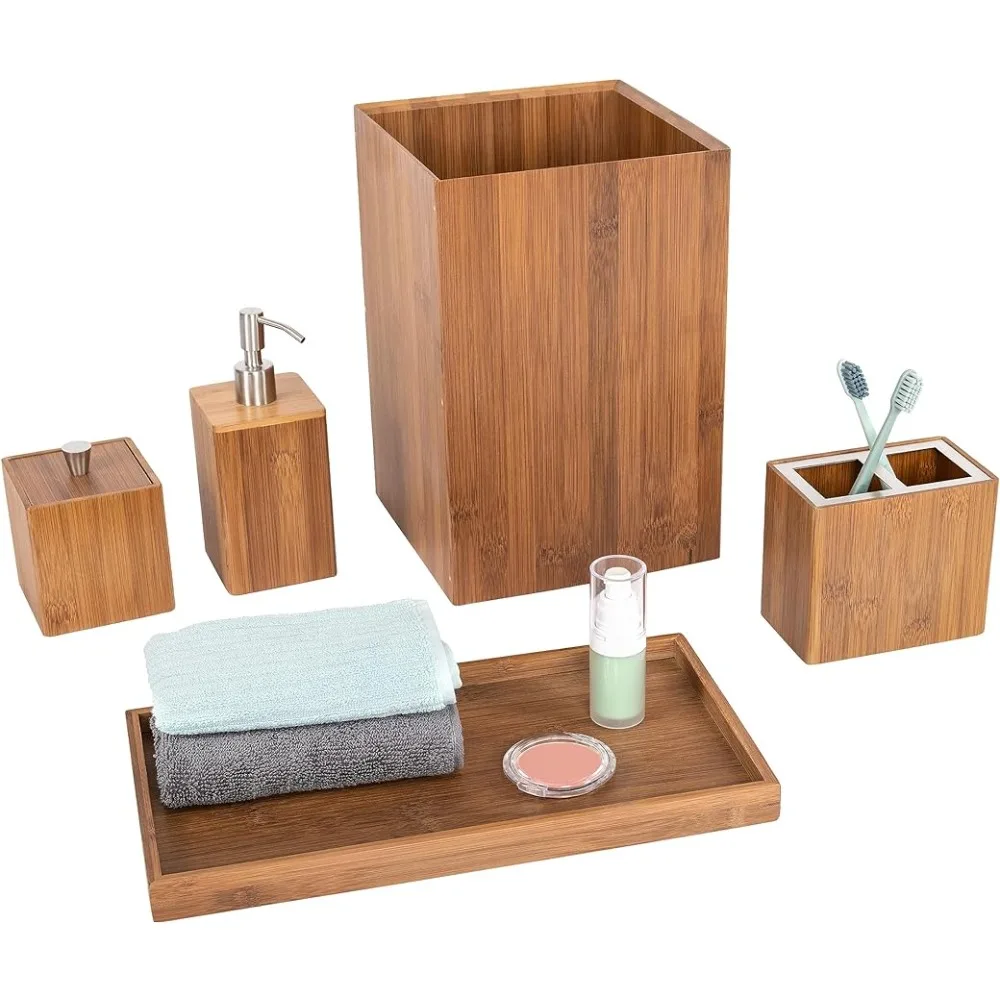 Bamboo Eco-Conscious Bathroom Vanity Organizer Set Kitchen Home Over The Sink Trash Bin, Cotton Ball Holder, Towel Tray, 5 Piece
Bamboo Eco-Conscious Bathroom Vanity Organizer Set Kitchen Home Over The Sink Trash Bin, Cotton Ball Holder, Towel Tray, 5 Piece