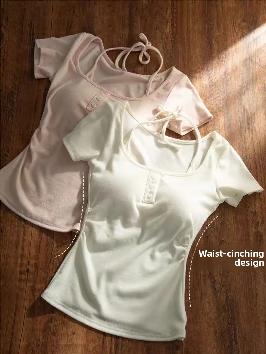 Korean Sle Summer Pure Desire ort Sve T-irt Women's Spicy Slim Fit Hanging Ne Belted with Chest Pad Waist Cinched ...
Korean Sle Summer Pure Desire ort Sve T-irt Women's Spicy Slim Fit Hanging Ne Belted with Chest Pad Waist Cinched ...