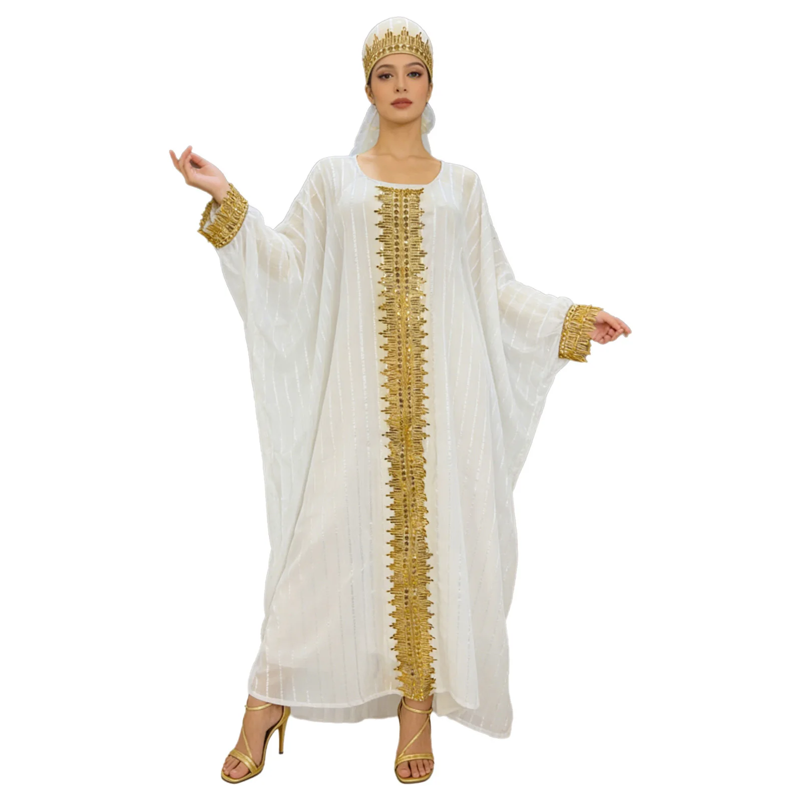 Women Muslim Islamic Outfit Long Sleeve Kaftan Abaya Robe with Sling Dress Hijab Arabian Maxi Gown Ramadan Eid Prayer Costume
Women Muslim Islamic Outfit Long Sleeve Kaftan Abaya Robe with Sling Dress Hijab Arabian Maxi Gown Ramadan Eid Prayer Costume