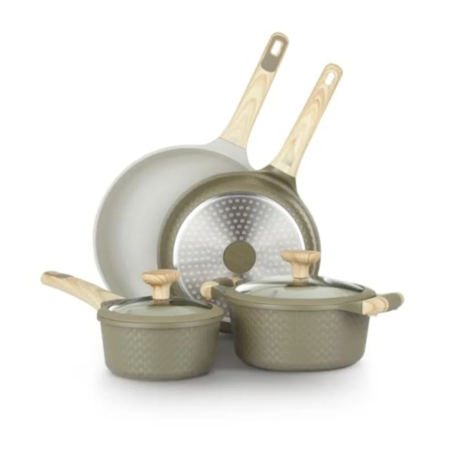 Bambù 6Pcs Cookware set Die-cast Aluminum pots and pans Nonstick frying pans and casseroles Induction safe PFOA-free Green and
Bambù 6Pcs Cookware set Die-cast Aluminum pots and pans Nonstick frying pans and casseroles Induction safe PFOA-free Green and