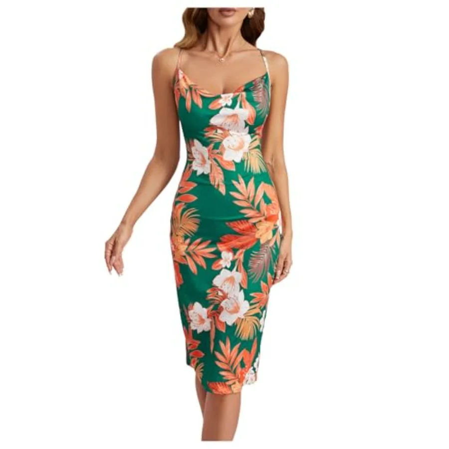 WDIRARA Women's Floral Print Cowl Neck Sleeveless Ruched Split Thigh Satin Cami Summer Dress
WDIRARA Women's Floral Print Cowl Neck Sleeveless Ruched Split Thigh Satin Cami Summer Dress