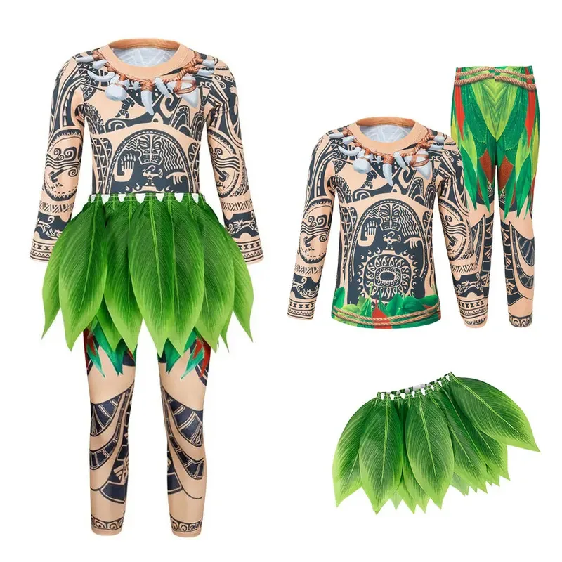 Halloween Maui Tattoo Shirt Pants Suits Matching Cosplay Costumes With Leaves Decoration Skirt Cosplay Costume
Halloween Maui Tattoo Shirt Pants Suits Matching Cosplay Costumes With Leaves Decoration Skirt Cosplay Costume