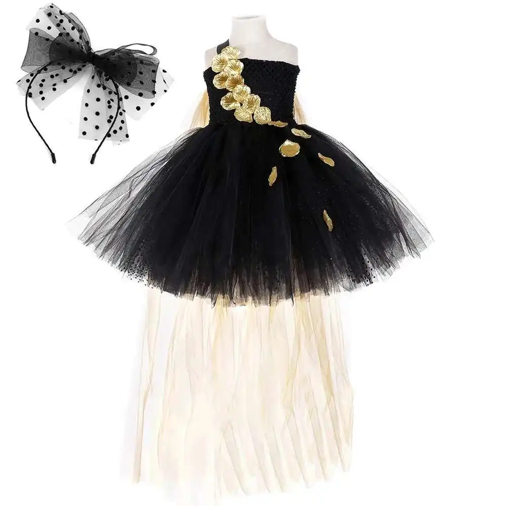 Girls Black Tutu Dress with Golden Petals Princess Costumes Children Carnival Halloween Tutu Outfit Kids Evening Party Ball Gown
Girls Black Tutu Dress with Golden Petals Princess Costumes Children Carnival Halloween Tutu Outfit Kids Evening Party Ball Gown