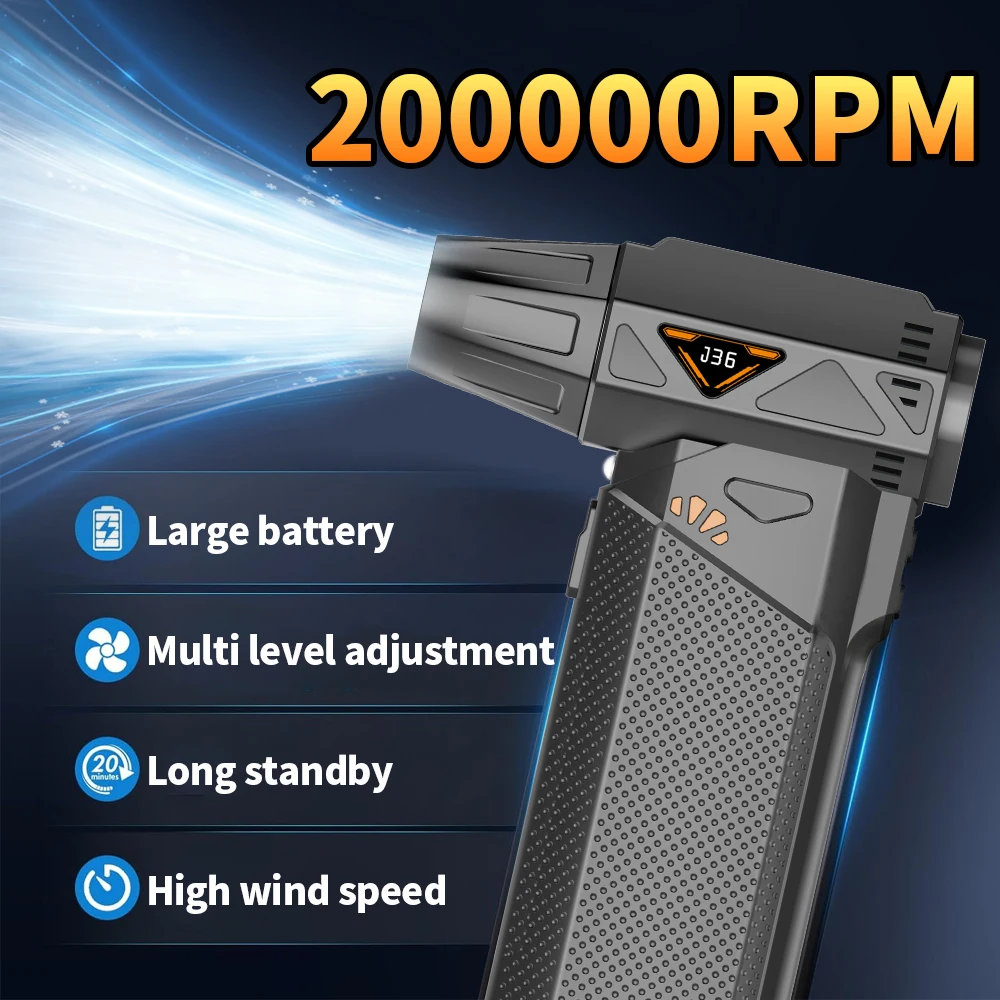 200000 RPM powerful blower vacuum cleaner portable high-speed fan Type-C charging strong wind 53m/s brushless violent fan
200000 RPM powerful blower vacuum cleaner portable high-speed fan Type-C charging strong wind 53m/s brushless violent fan
