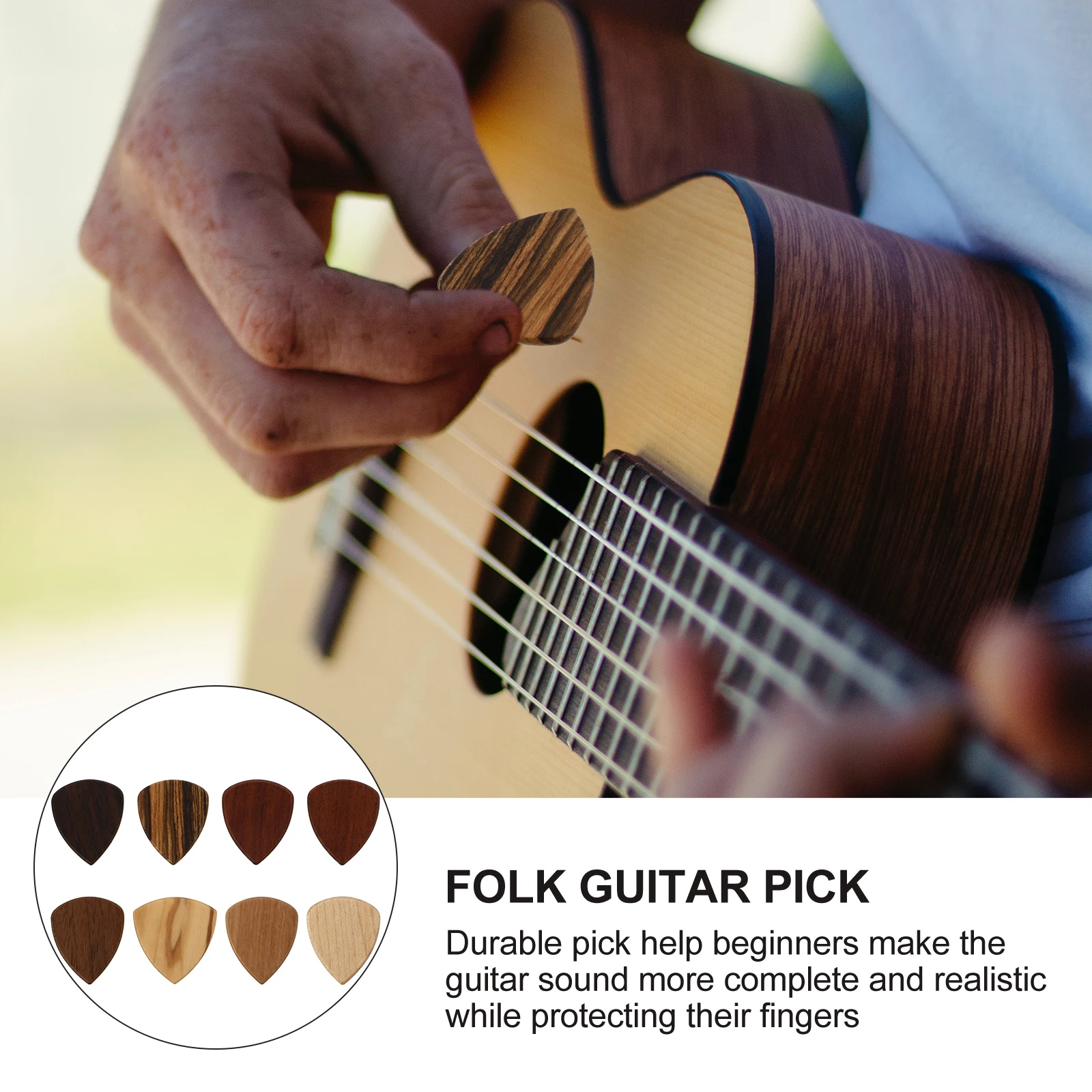 8pcs Wood Guitar Picks Bass Plectrums Smooth Edges Durable Lightweight Portable Finger Protectors Practice Tools Fingertip
8pcs Wood Guitar Picks Bass Plectrums Smooth Edges Durable Lightweight Portable Finger Protectors Practice Tools Fingertip