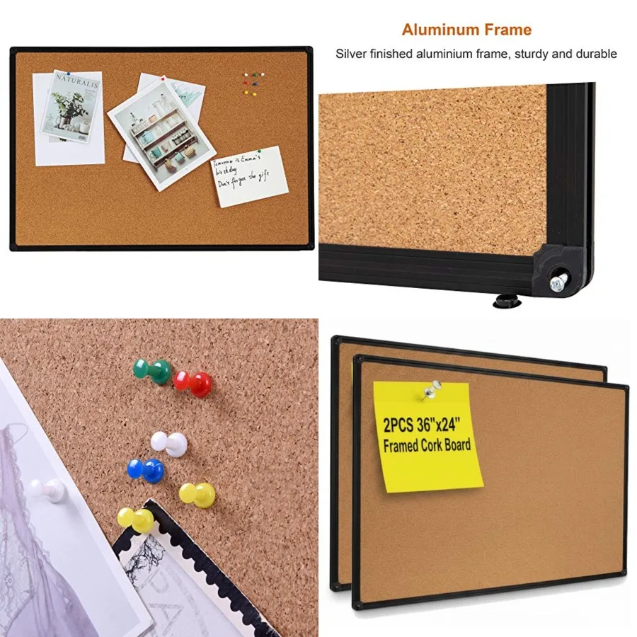 2-Pack Cork Board 36 x 24 Inch, Aluminum Frame Bulletin Board for Walls, Large Self-Healing Vision Board for Office, School, an
2-Pack Cork Board 36 x 24 Inch, Aluminum Frame Bulletin Board for Walls, Large Self-Healing Vision Board for Office, School, an