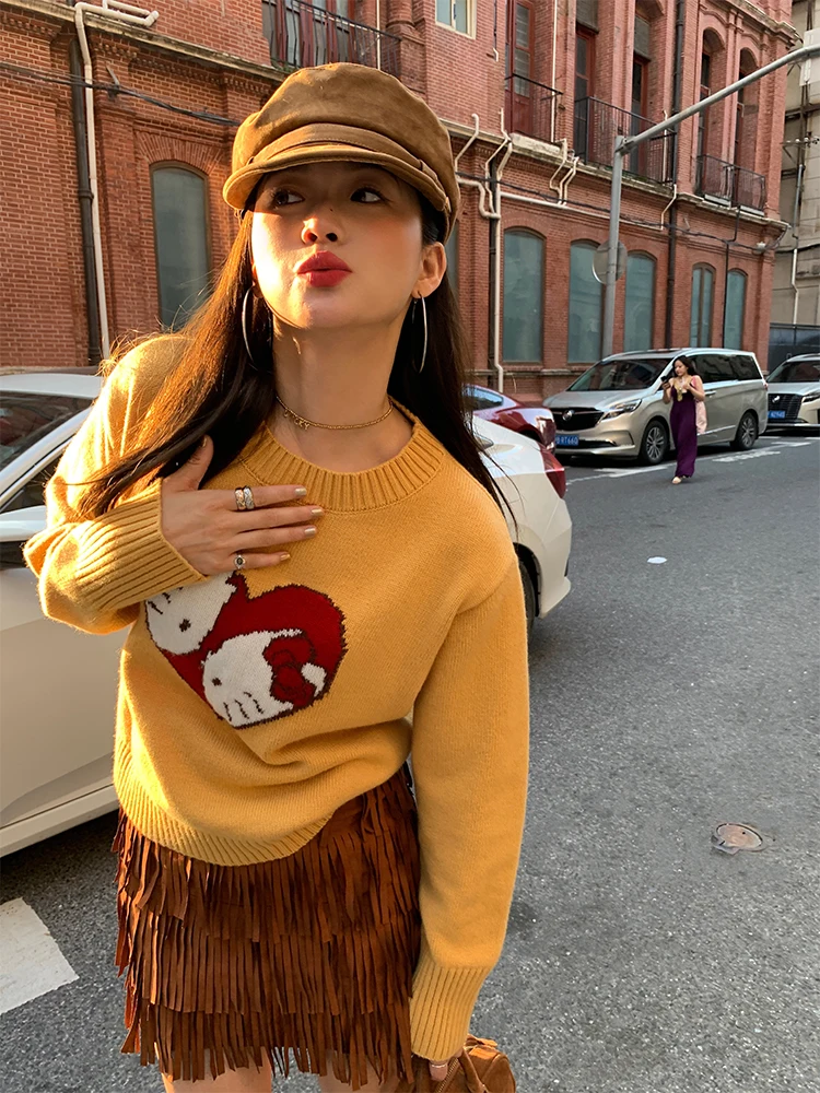 Women's Autumn Winter Knitted Sweater Yellow Outerwear Design Sensation Small Cro Faion Commute Loose Fit Long Sve
Women's Autumn Winter Knitted Sweater Yellow Outerwear Design Sensation Small Cro Faion Commute Loose Fit Long Sve