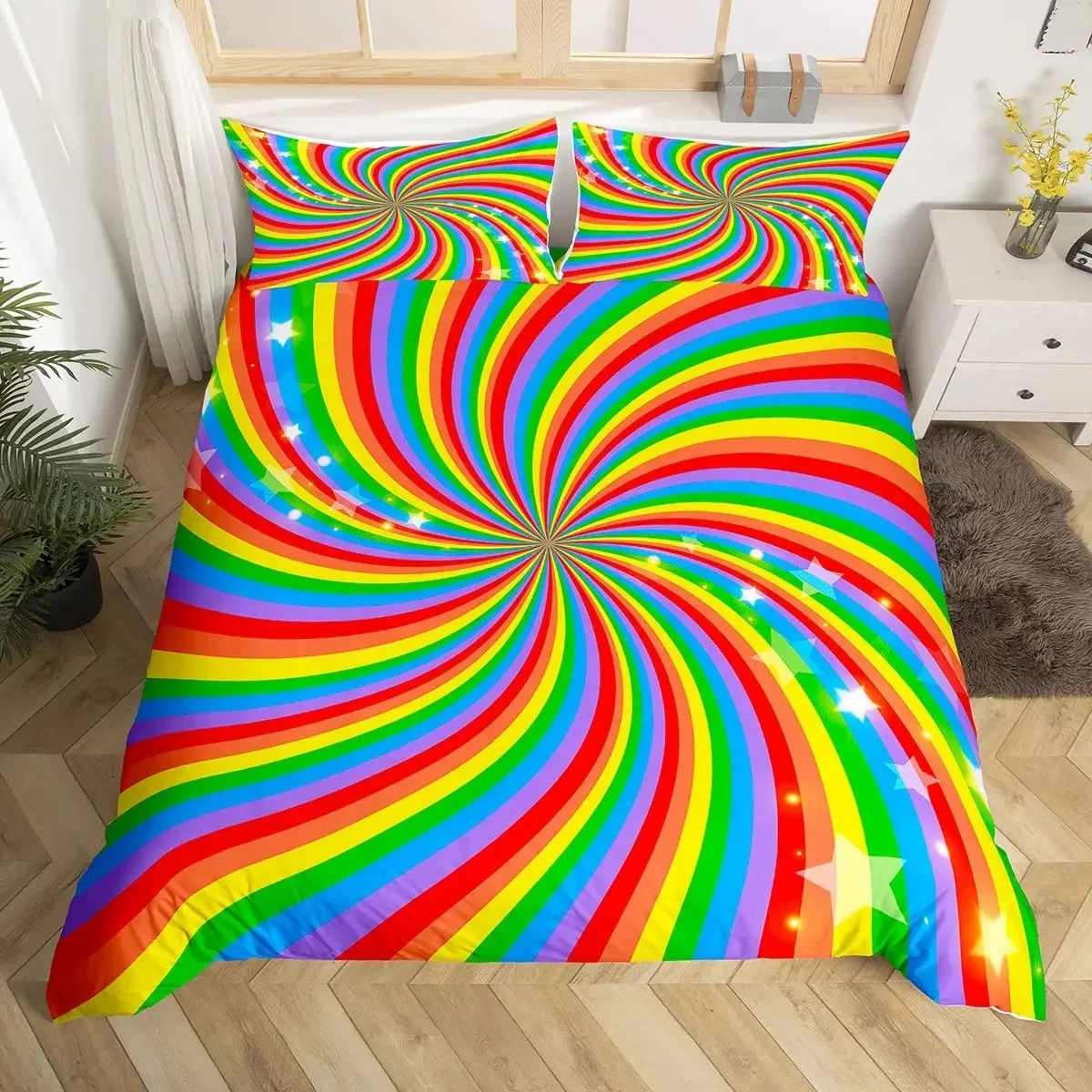 Kawaii Rainbow Duvet Cover Cute Stripes Rainbow Bedding Set for Kids Girl Cartoon Quilt Cover Hand Drawn Iridescent Print Room
Kawaii Rainbow Duvet Cover Cute Stripes Rainbow Bedding Set for Kids Girl Cartoon Quilt Cover Hand Drawn Iridescent Print Room