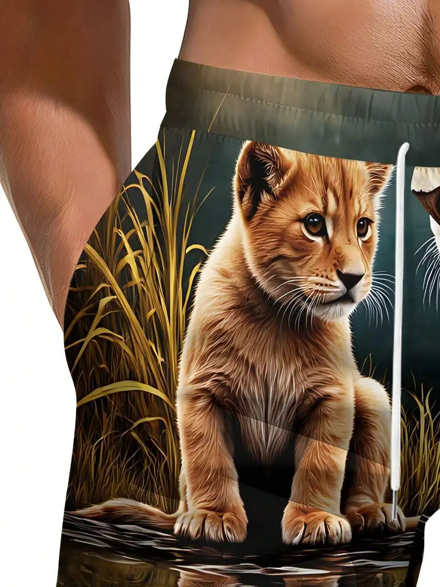 Mens 3D Full-Print Summer Shorts Featuring Lion Cub In Nature Scene With Water Reflection For Outdoor Wear
Mens 3D Full-Print Summer Shorts Featuring Lion Cub In Nature Scene With Water Reflection For Outdoor Wear