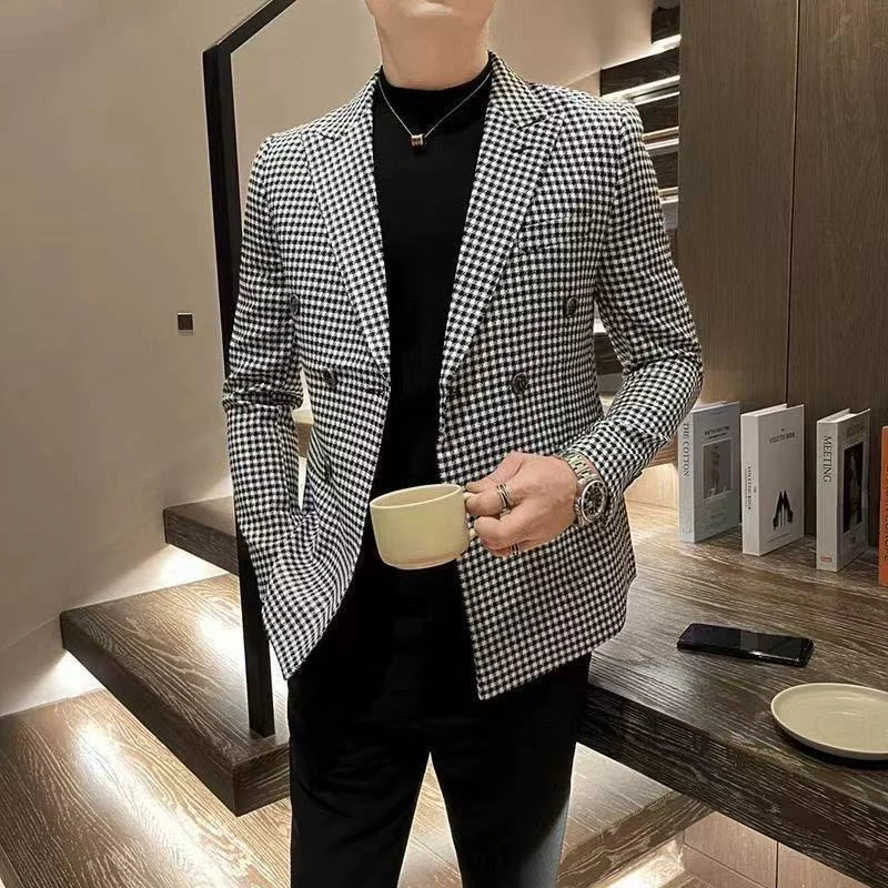 Busin Casual Plaid Double Breasted Men's Jaet Slim Fit Faionable Outerwear Youth ular Stand Sle Long Sve
Busin Casual Plaid Double Breasted Men's Jaet Slim Fit Faionable Outerwear Youth ular Stand Sle Long Sve