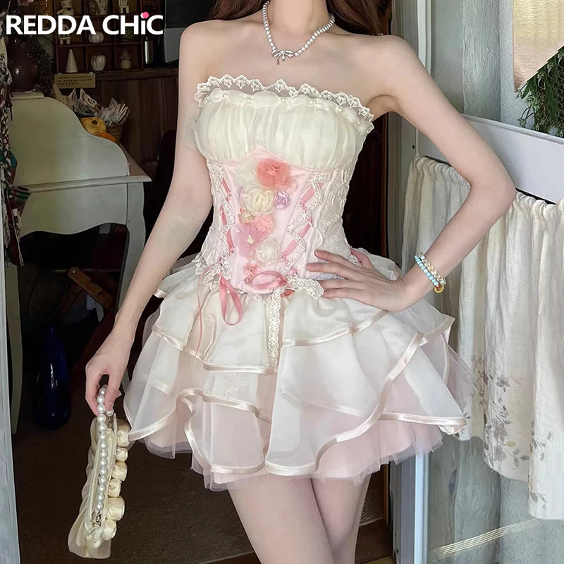 REDDACHiC Coquette Corset Top Cake Skirt Women Set Lolita Applique Lace Cami Tiered Ruffle Mini Skirt Vintage Summer Clothes
REDDACHiC Coquette Corset Top Cake Skirt Women Set Lolita Applique Lace Cami Tiered Ruffle Mini Skirt Vintage Summer Clothes