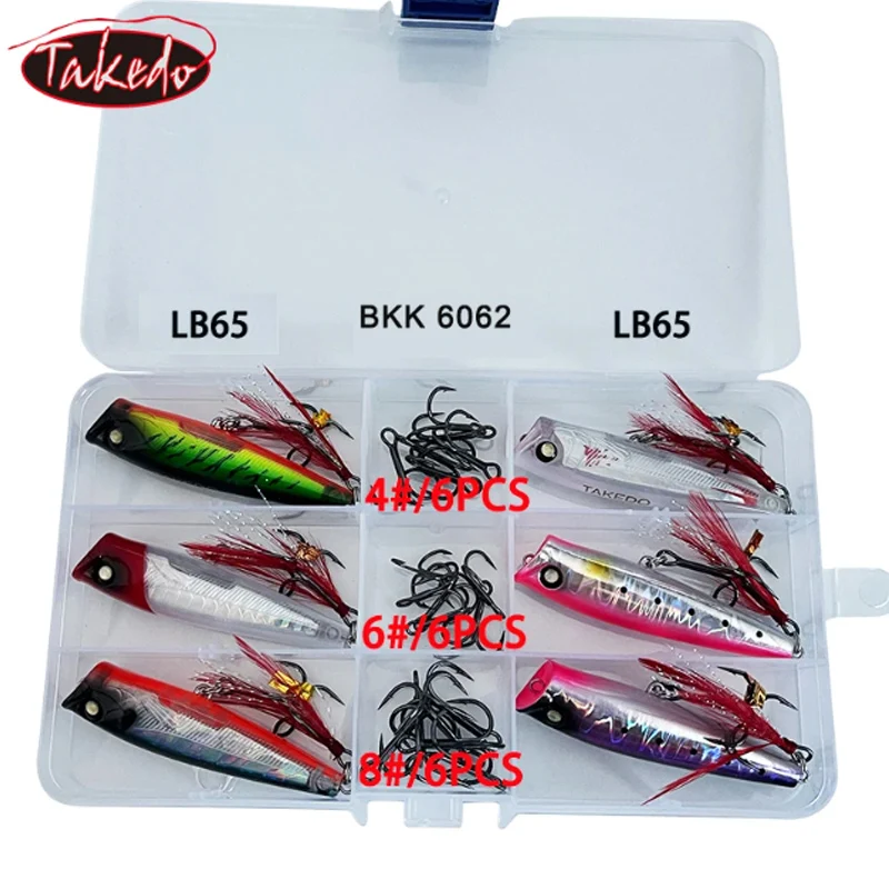 TAKEDO Fishing Lures Set Artificial Fishing Bait And 4# 6# 8# BKK Fishing Hooks Set Topwater Popper Lure BKK 6062-1X-NP Hooks
TAKEDO Fishing Lures Set Artificial Fishing Bait And 4# 6# 8# BKK Fishing Hooks Set Topwater Popper Lure BKK 6062-1X-NP Hooks