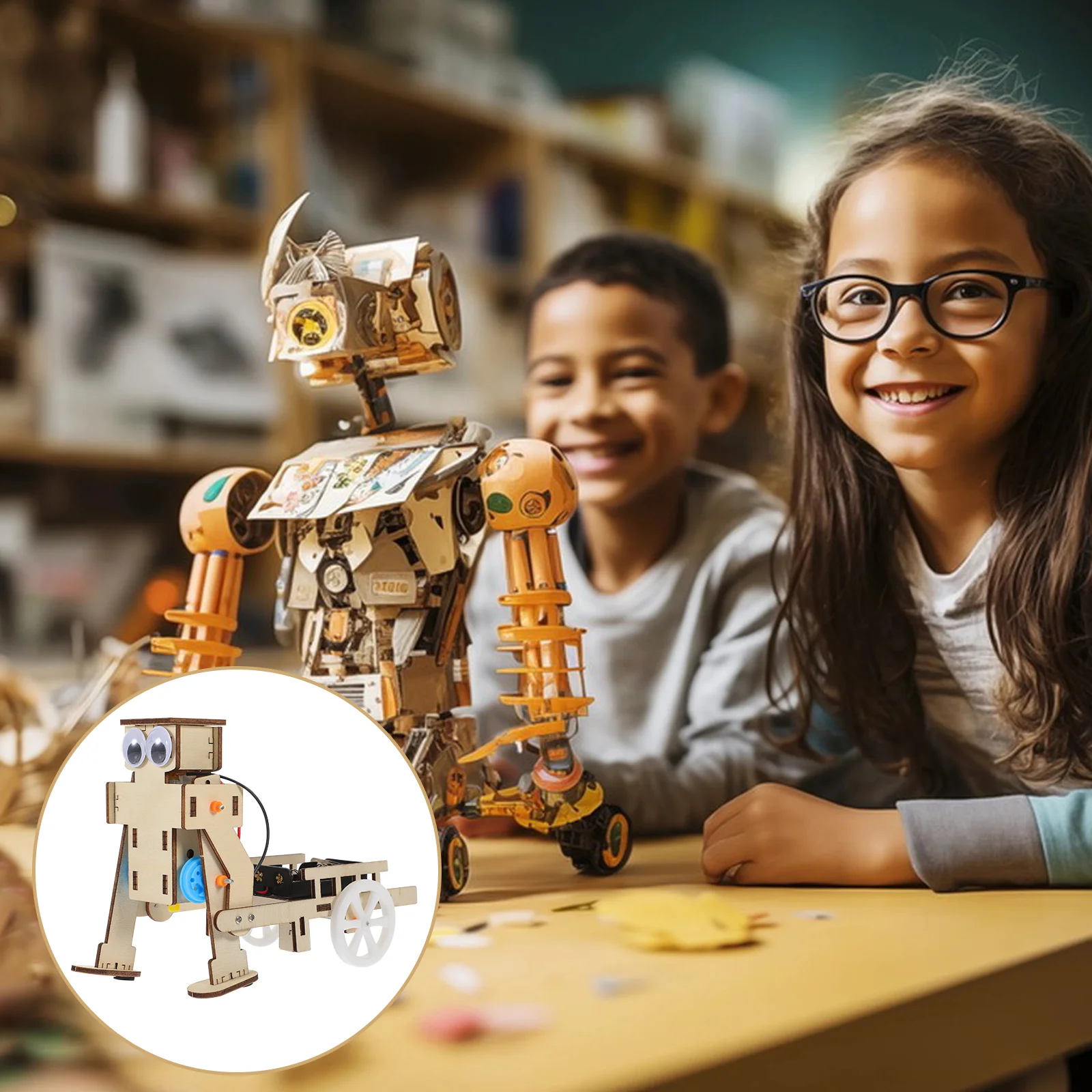 Robot Kit for Kids Wooden Science Project Trolley Toy DIY 3d Plastic Puzzle Student Assembly Educational Resource
Robot Kit for Kids Wooden Science Project Trolley Toy DIY 3d Plastic Puzzle Student Assembly Educational Resource