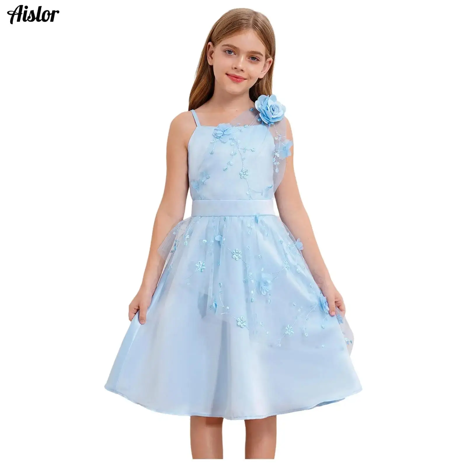 Children Kids Girls Party Dress Sweet Spaghetti Strap Sleeveless Flower Embroidery Tulle Knee Length Dress for Banquet Ball
Children Kids Girls Party Dress Sweet Spaghetti Strap Sleeveless Flower Embroidery Tulle Knee Length Dress for Banquet Ball