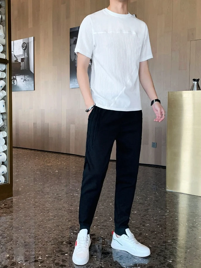 Plain T-shirts Pants Suits for Men Workout Set Man Trousers Sets Short Quarter Sleeve Stretch Elastic Fashion 2025 Two-piece Tee
Plain T-shirts Pants Suits for Men Workout Set Man Trousers Sets Short Quarter Sleeve Stretch Elastic Fashion 2025 Two-piece Tee