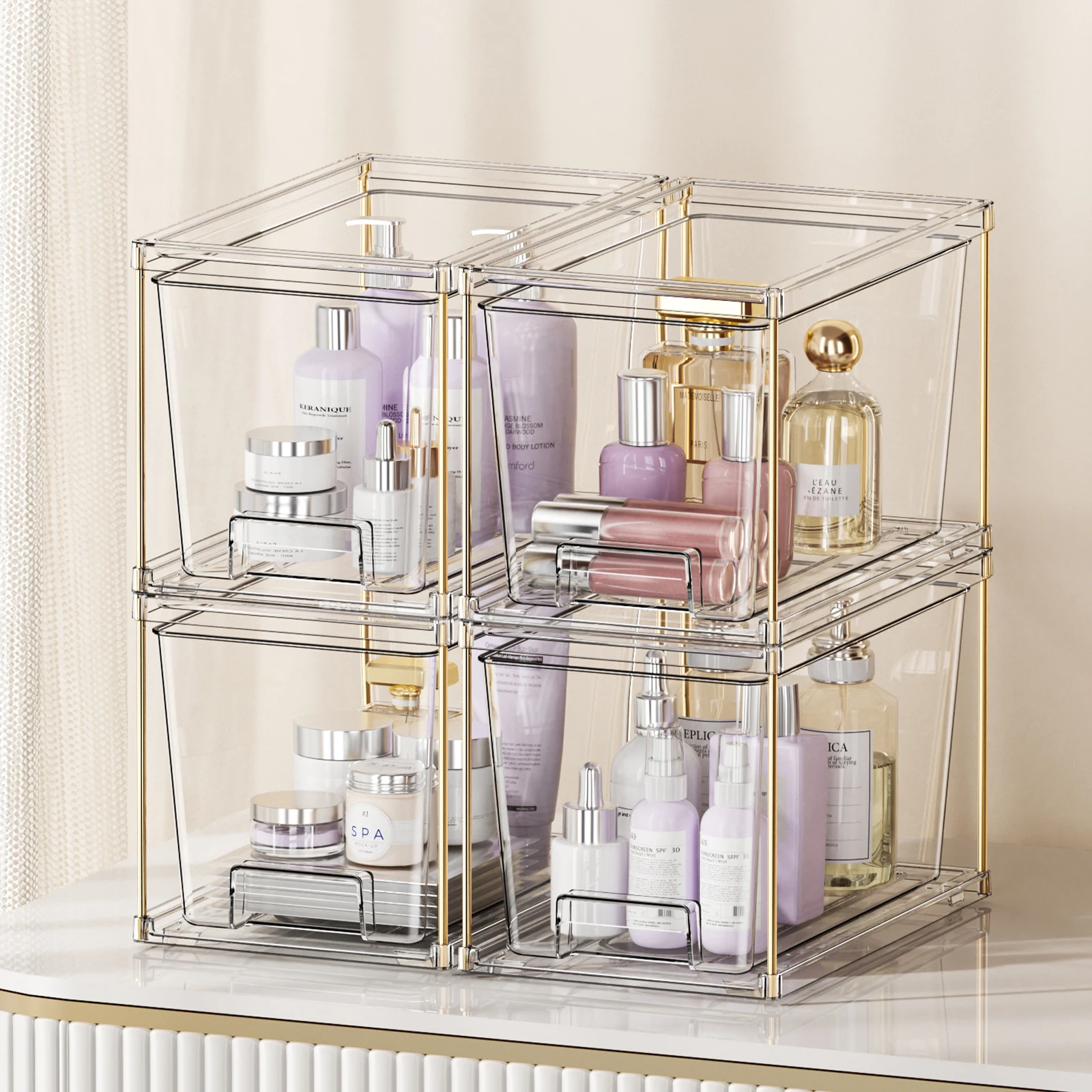 2-4 Piece Transparent Stackable Storage Drawer refrigerator Kitchen Storage Bathroom Makeup Organizer
2-4 Piece Transparent Stackable Storage Drawer refrigerator Kitchen Storage Bathroom Makeup Organizer