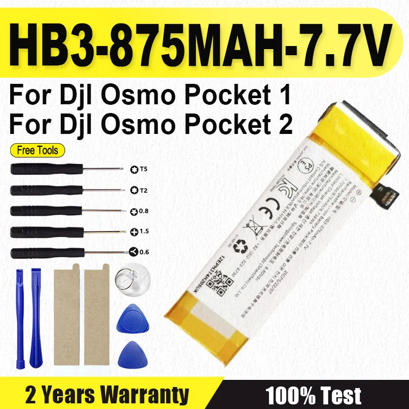 New HB3 -875MAH-7.7V Battery For DJI Osmo Pocket 1,Osmo Pocket II,Osmo Pocket 2 + Free Tools
New HB3 -875MAH-7.7V Battery For DJI Osmo Pocket 1,Osmo Pocket II,Osmo Pocket 2 + Free Tools