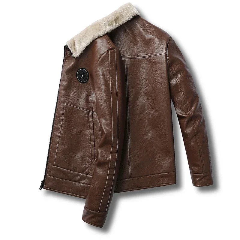 Slim Solid Color Leather Jacket Men Winter Zipper Patchwork Faux Leather Coats Men's fur Casual Hooded Slim Fur Coat Men's
Slim Solid Color Leather Jacket Men Winter Zipper Patchwork Faux Leather Coats Men's fur Casual Hooded Slim Fur Coat Men's
