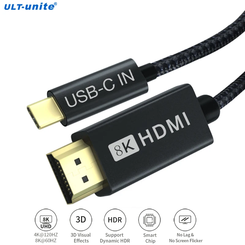USB-C to HDMI Cable 8K30Hz Type C to HDMI Converter Audio Video Wire Compatible Thunderbolt 3 For Projector Monitor Macbook
USB-C to HDMI Cable 8K30Hz Type C to HDMI Converter Audio Video Wire Compatible Thunderbolt 3 For Projector Monitor Macbook