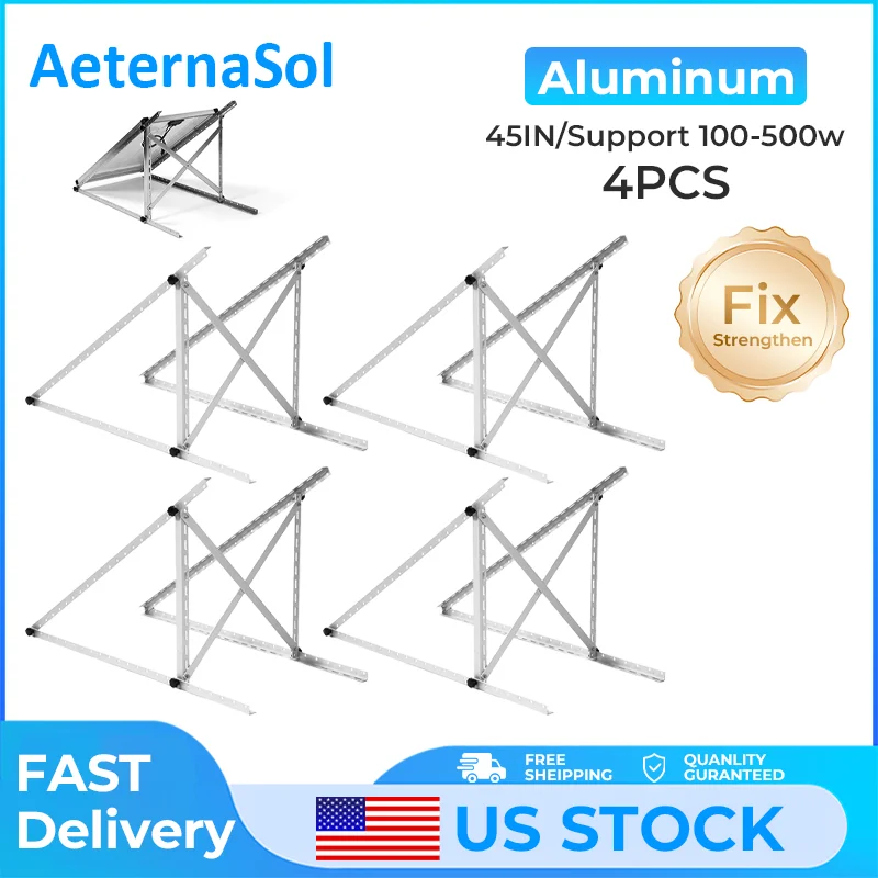 4PCS 45in AeternaSol PRO Fix Adjustable Solar Panel Tilt Mount Adjustable Solar Panel Mount Brackets with Foldable Tilt Legs
4PCS 45in AeternaSol PRO Fix Adjustable Solar Panel Tilt Mount Adjustable Solar Panel Mount Brackets with Foldable Tilt Legs