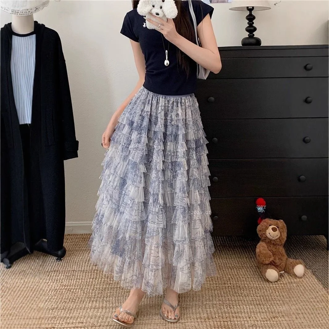 Ранняя осень 2022, многослойная юбка с высокой талией, сказочное сетчатое платье, юбка-миди, пышная юбка-тортик, корейская юбка для поездок на работу, полиэфирное волокно 
Ранняя осень 2022, многослойная юбка с высокой талией, сказочное сетчатое платье, юбка-миди, пышная юбка-тортик, корейская юбка для поездок на работу, полиэфирное волокно