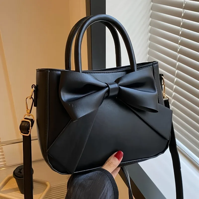 Elegant Black Bow Decorative Handbag Shoulder Crossbody Bag with Golden Hardware and Detachable Horizontal Strap, Stylish Daily
Elegant Black Bow Decorative Handbag Shoulder Crossbody Bag with Golden Hardware and Detachable Horizontal Strap, Stylish Daily