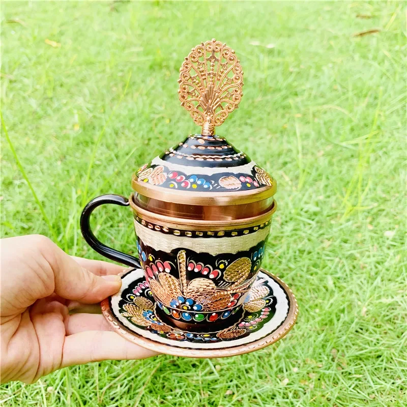 Turkey imported pure hand-carved painted copper coffee cup teacup 200ml European court
Turkey imported pure hand-carved painted copper coffee cup teacup 200ml European court