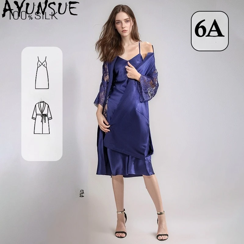 AYUNSUE 100% Real Mulberry Silk Robe & Gown Sets Women 2026 Spring Summer Robes 19MM Silk Sexy Sleepwear Women's Home Clothes
AYUNSUE 100% Real Mulberry Silk Robe & Gown Sets Women 2026 Spring Summer Robes 19MM Silk Sexy Sleepwear Women's Home Clothes
