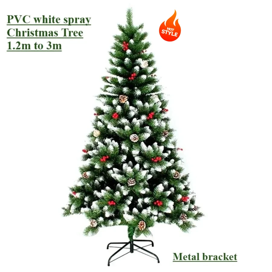 PVC Artificial Christmas Tree Spray White Pinecone Red Fruit Christmas Tree 1.2m-3m Christmas Party Atmosphere Home Decorations
PVC Artificial Christmas Tree Spray White Pinecone Red Fruit Christmas Tree 1.2m-3m Christmas Party Atmosphere Home Decorations