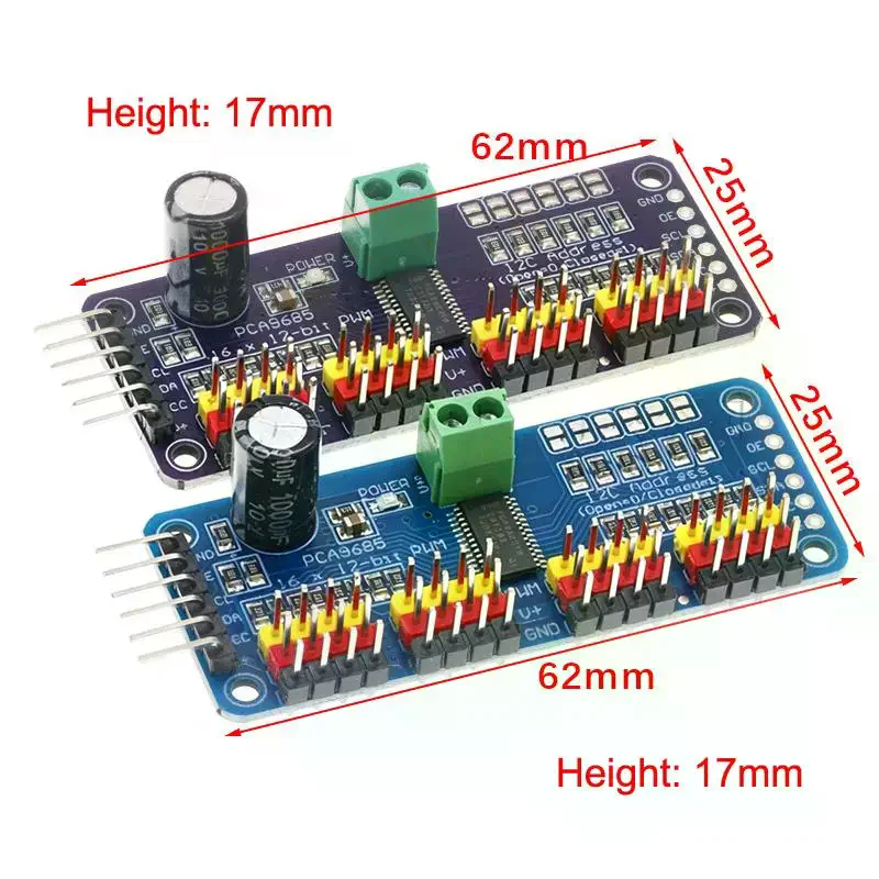16 Channel PWM Servo Servo Drive Board Robot Controller IIC Interface Driver Module PCA9685 For Raspberry Pi
16 Channel PWM Servo Servo Drive Board Robot Controller IIC Interface Driver Module PCA9685 For Raspberry Pi