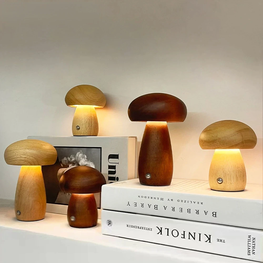 INS Wooden Creative Mushroom Night Light Stepless Dimming Bedside Table Lamp 3 Color Rechargeable Sleeping Nightlights For Room
INS Wooden Creative Mushroom Night Light Stepless Dimming Bedside Table Lamp 3 Color Rechargeable Sleeping Nightlights For Room