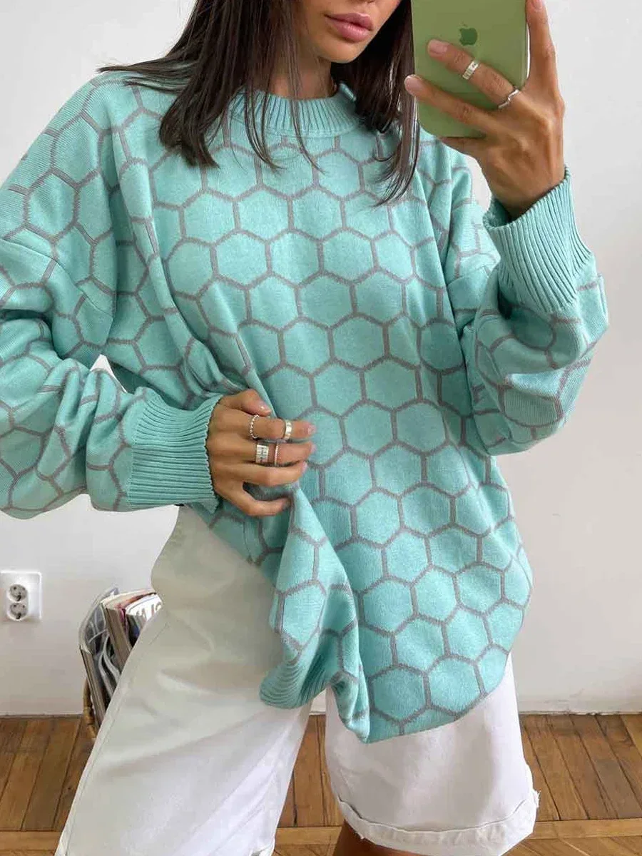Wolfeel Women Printing Knitted Sweater Fashion Oversized Casual Loose Grid Versatile Female Autumn Winter Thick Warm Pullover
Wolfeel Women Printing Knitted Sweater Fashion Oversized Casual Loose Grid Versatile Female Autumn Winter Thick Warm Pullover