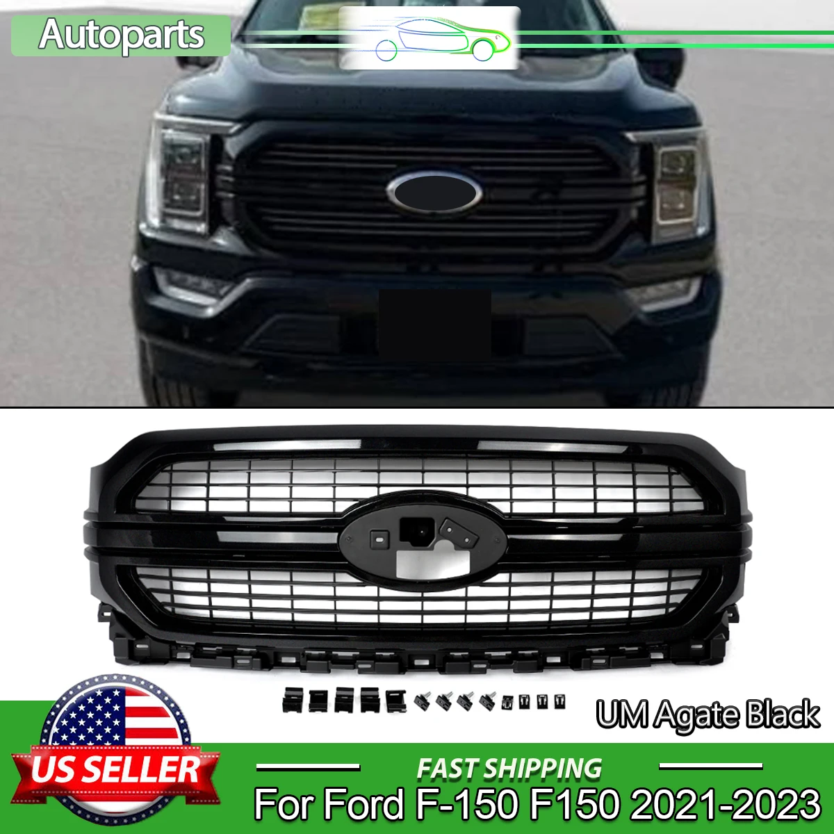 SAIQINGSP Grilles For Ford F-150 Front Grille For F150 2021 2022 2023 Limited Style Front Bumper Grille Assembly UM Agate Black
SAIQINGSP Grilles For Ford F-150 Front Grille For F150 2021 2022 2023 Limited Style Front Bumper Grille Assembly UM Agate Black