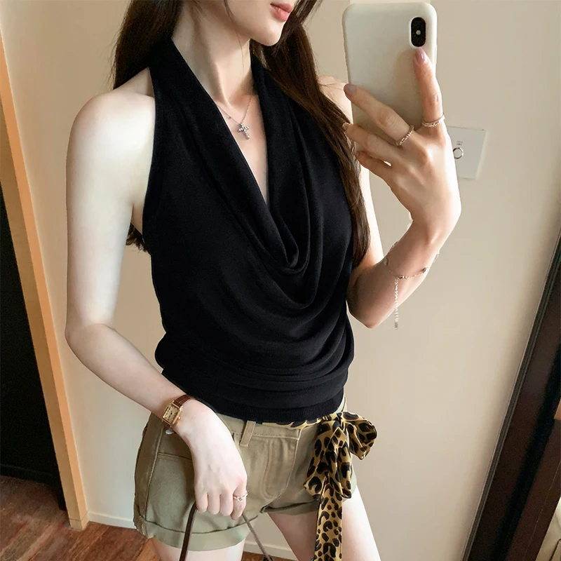 Women's Sleeveless Knitted Vest High-End Summer Fashion Hanging Neck Beautiful Back Design Non-Collision Top for Women
Women's Sleeveless Knitted Vest High-End Summer Fashion Hanging Neck Beautiful Back Design Non-Collision Top for Women
