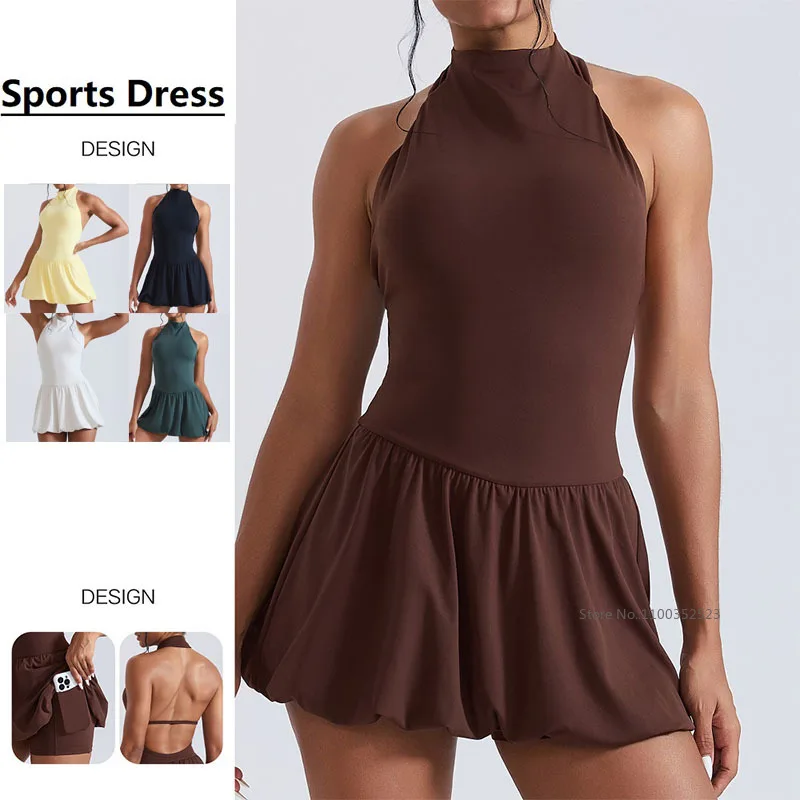 Спортивная юбка для фитнеса для женщин, теннисное платье с открытой спиной и высоким воротом, короткий комплект для йоги, женское платье без рукавов с рюшами, спортивная одежда
Спортивная юбка для фитнеса для женщин, теннисное платье с открытой спиной и высоким воротом, короткий комплект для йоги, женское платье без рукавов с рюшами, спортивная одежда