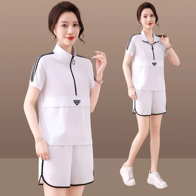 Summer ort Sve Sports Set Women Casual Loose Running Two Piece Suite Faionable Mom Wear Thin Regular Length T-irt
Summer ort Sve Sports Set Women Casual Loose Running Two Piece Suite Faionable Mom Wear Thin Regular Length T-irt