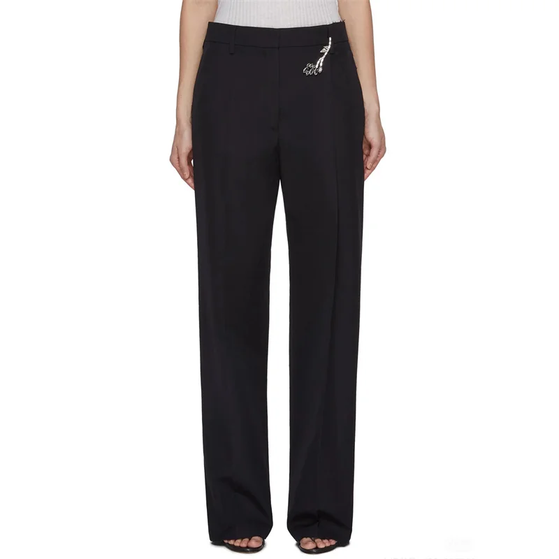 Women's pants 2024 autumn fashionable rhinestone brooch decoration straight leg pants High quality Wool blend women's suit pants
Women's pants 2024 autumn fashionable rhinestone brooch decoration straight leg pants High quality Wool blend women's suit pants