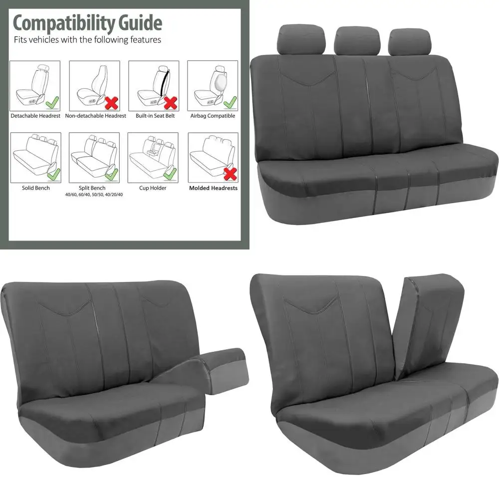 Full Set Faux Leather Car Seat Covers - Universal Fit, Low Back Front Seat Covers, Airbag Compatible, Split Bench Rear Seat Cove
Full Set Faux Leather Car Seat Covers - Universal Fit, Low Back Front Seat Covers, Airbag Compatible, Split Bench Rear Seat Cove