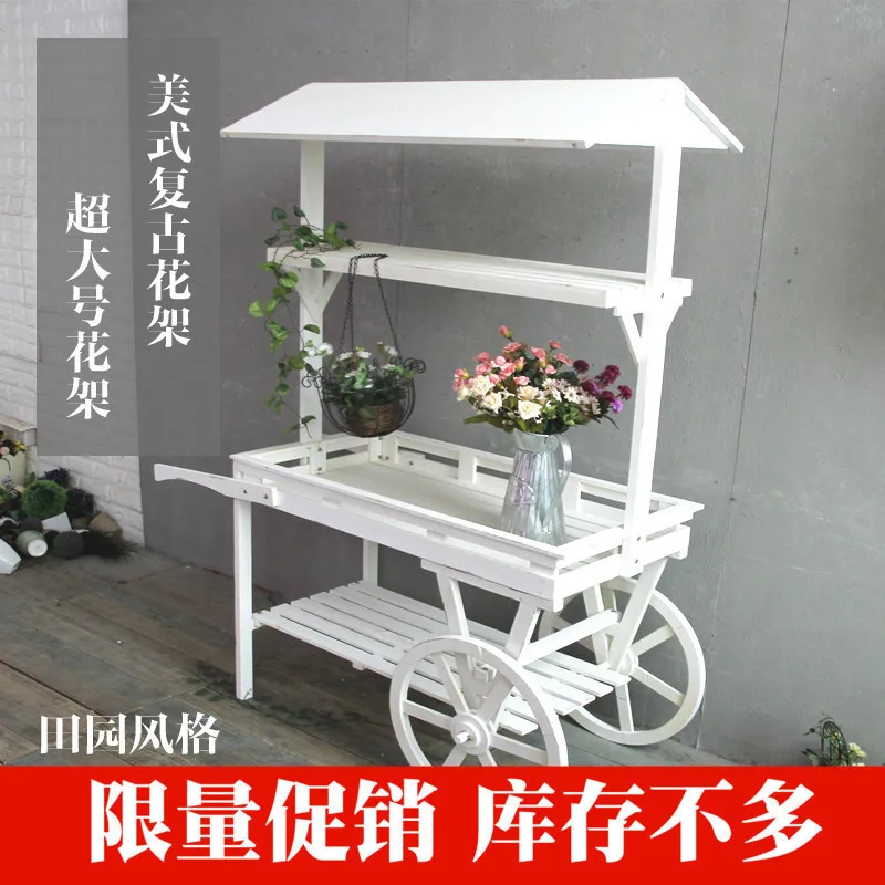 American rural retro solid wood flower stand, trolley flower house float commercial store window garden rack
American rural retro solid wood flower stand, trolley flower house float commercial store window garden rack