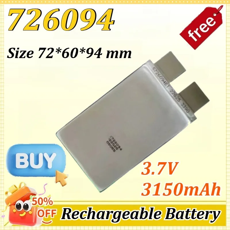 726094 3.7V 3150mAh Discharge Rate 90C-180C High-rate Battery Battery Power Cell Emergency Jump Starter Scooter Toy Models Drone
726094 3.7V 3150mAh Discharge Rate 90C-180C High-rate Battery Battery Power Cell Emergency Jump Starter Scooter Toy Models Drone
